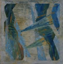 Eclats de Bleus - Huile sur carton - 40x40 cm - 2008