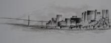 Golden Gate 3 - Encre sur papier aquarelle - 49 x 18 cm - 2013