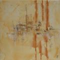 Sable 5 - Huile sur toile, collages et sable - 40x40 cm - 2011