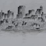 San Francisco 1 - Encre sur papier aquarelle - 49 x 18 cm - 2013